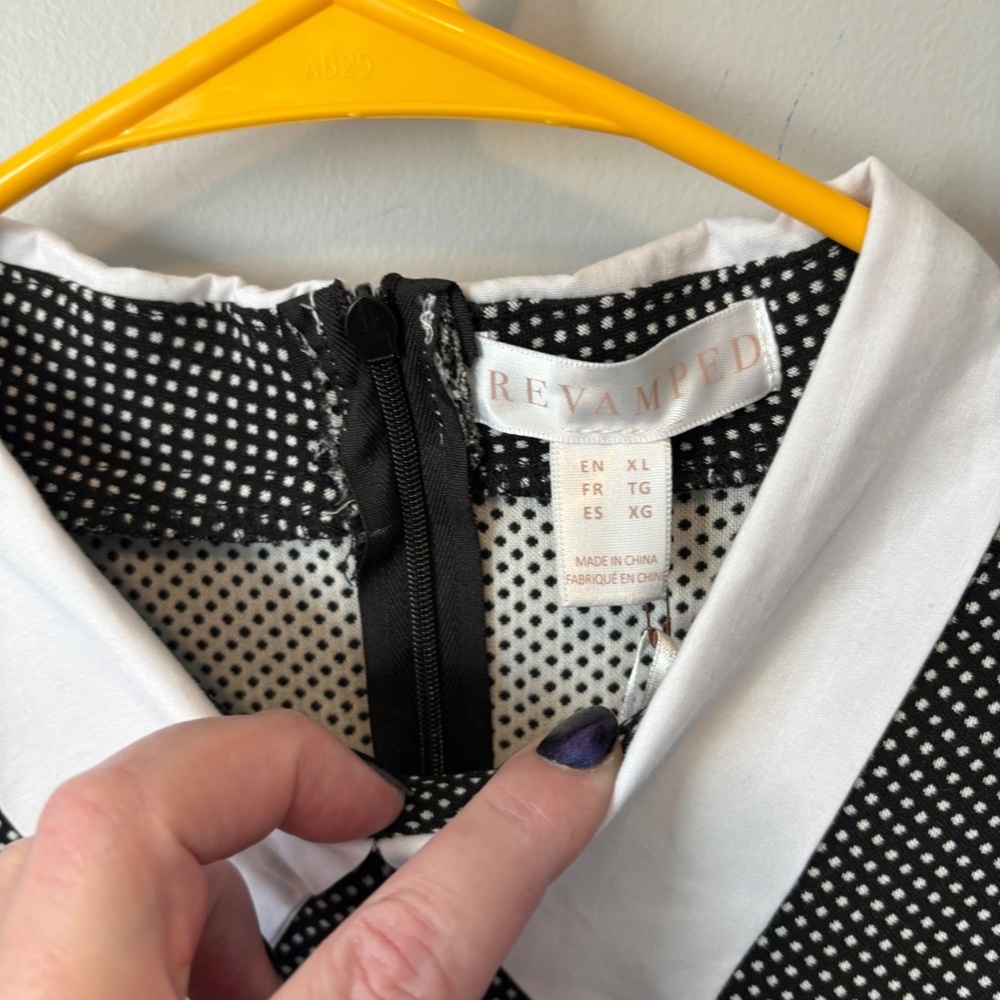 Revamped Dress Collection Polka Dot, Collared Dress, Black and white, SZ XL, NWT - Picture 9 of 9